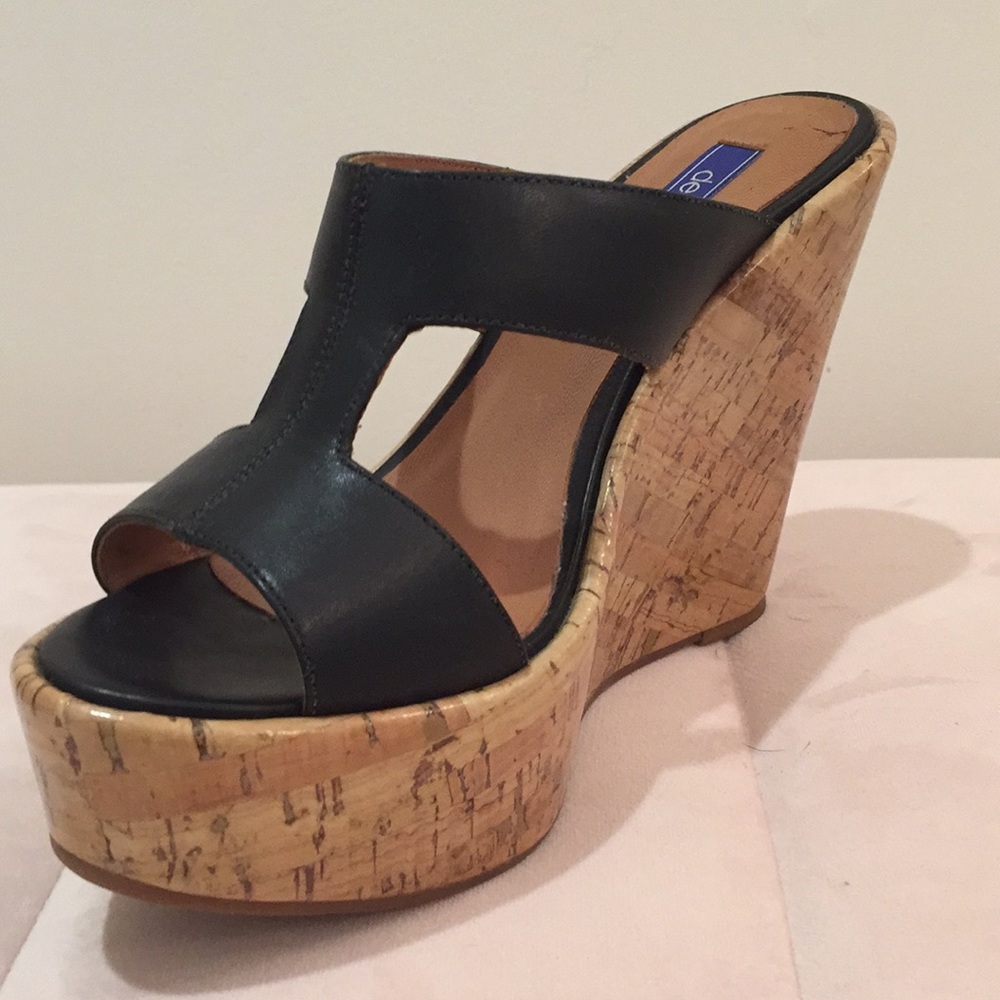 Dee Keller Tatum Patent-Cork Wedge Slide S…
